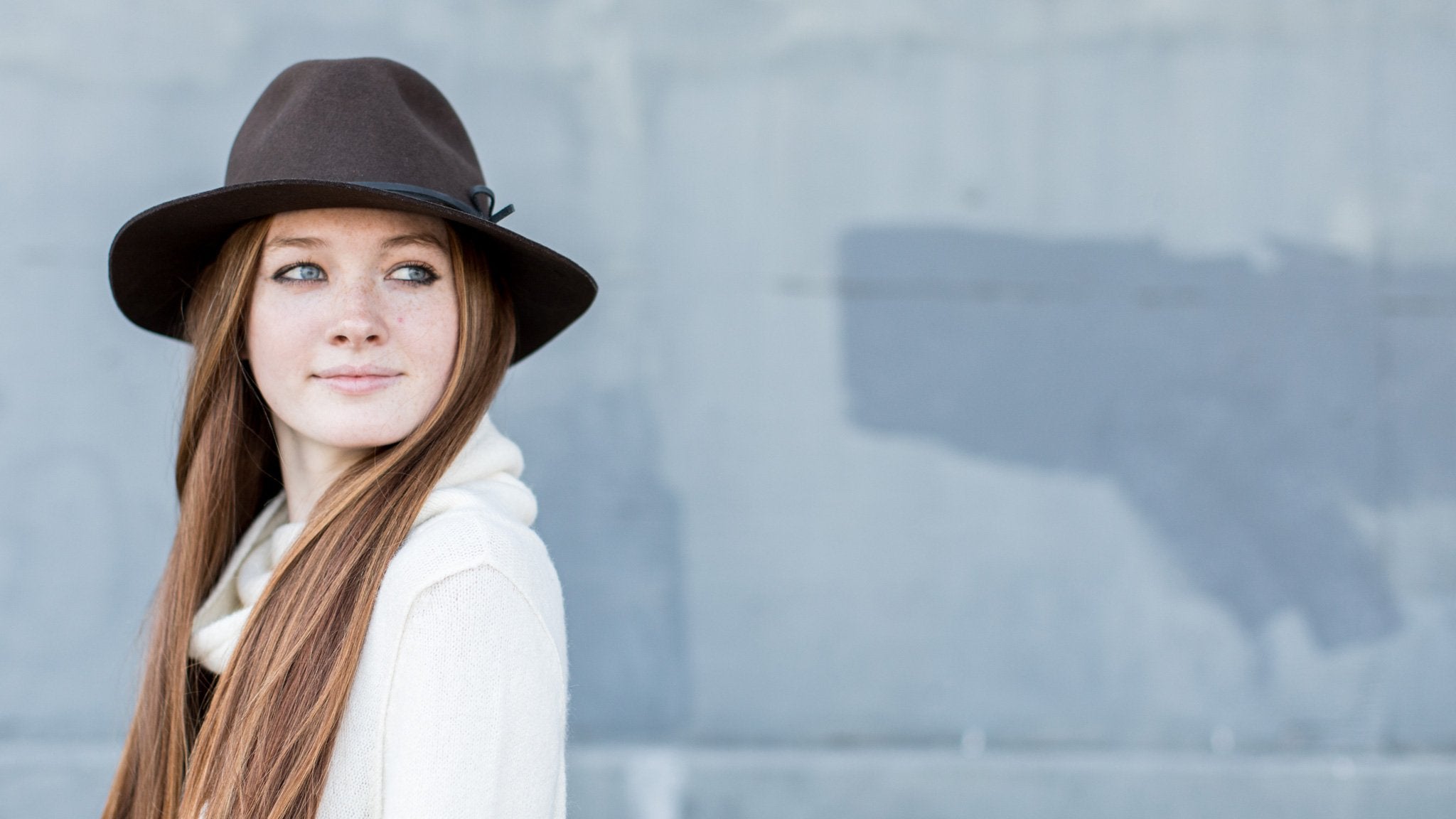 Goorin Bros. maise lock wool wide brim fedora Brown  hero shot on female model