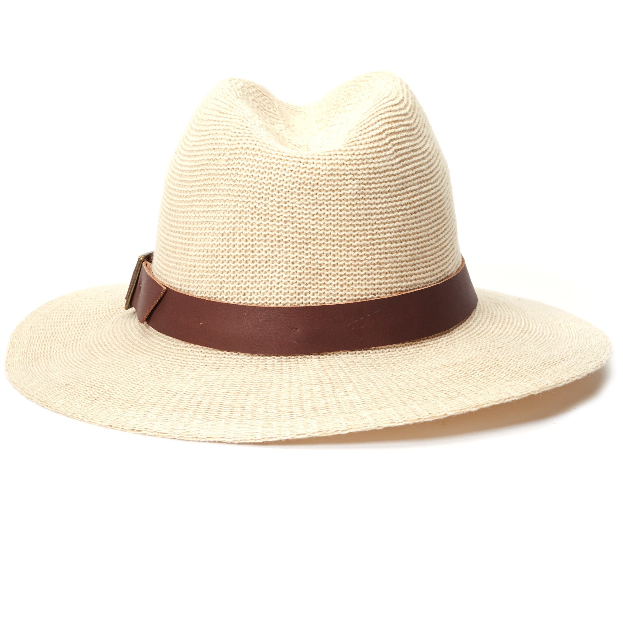 Goorin Bros. april rose center dent wide brim cotton blend fedora hat Natural back view