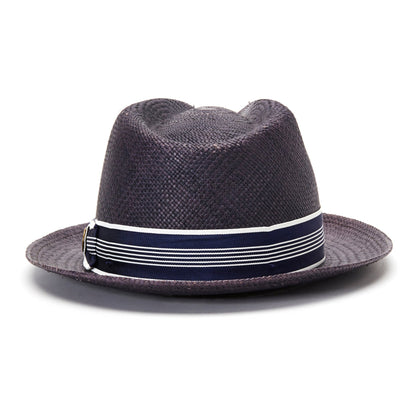 Goorin Bros. odis lee teardrop medium brim straw fedora hat Navy back view