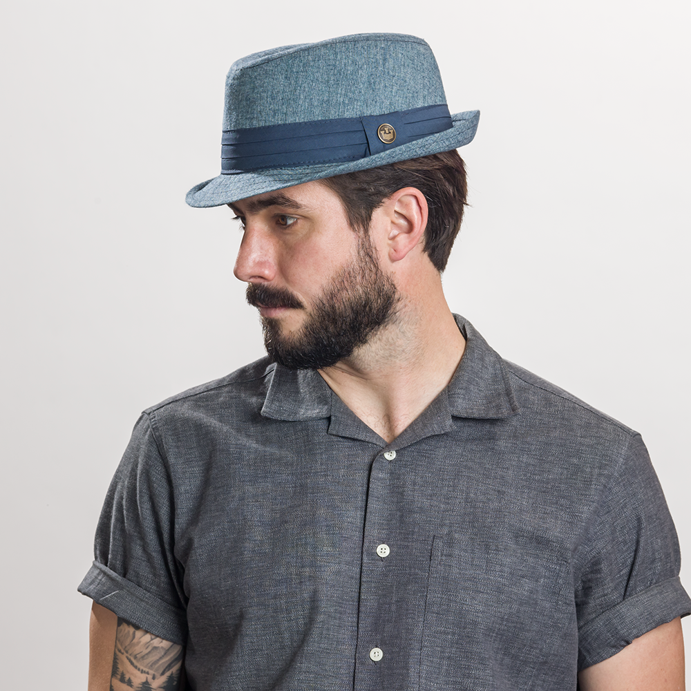 Goorin Bros. july heat cotton stroller fedora Blue  mens styling