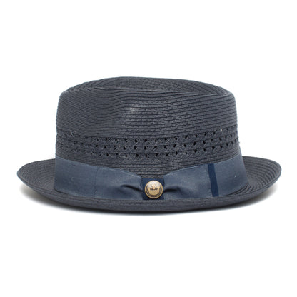 Goorin Bros. boogie straw a crown fedora Navy side view