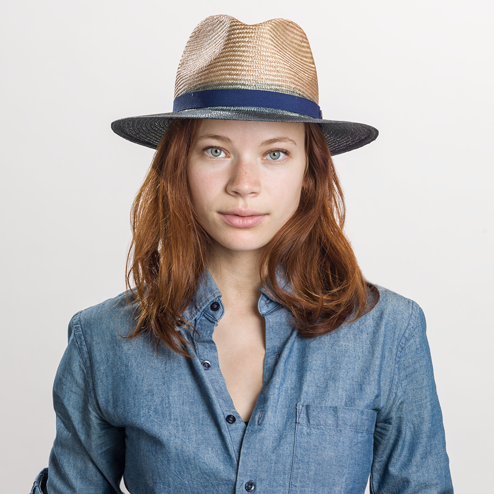 Goorin Bros. museo straw wide brim fedora Navy  womens styling