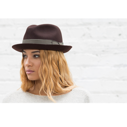 Goorin Bros. big lou center dent wide brim felt fedora hat Burgundy  womens styling