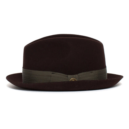 Goorin Bros. big lou center dent wide brim felt fedora hat Burgundy side view