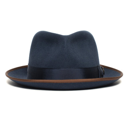 Goorin Bros. lozano wool diamond porkpie fedora Blue front view