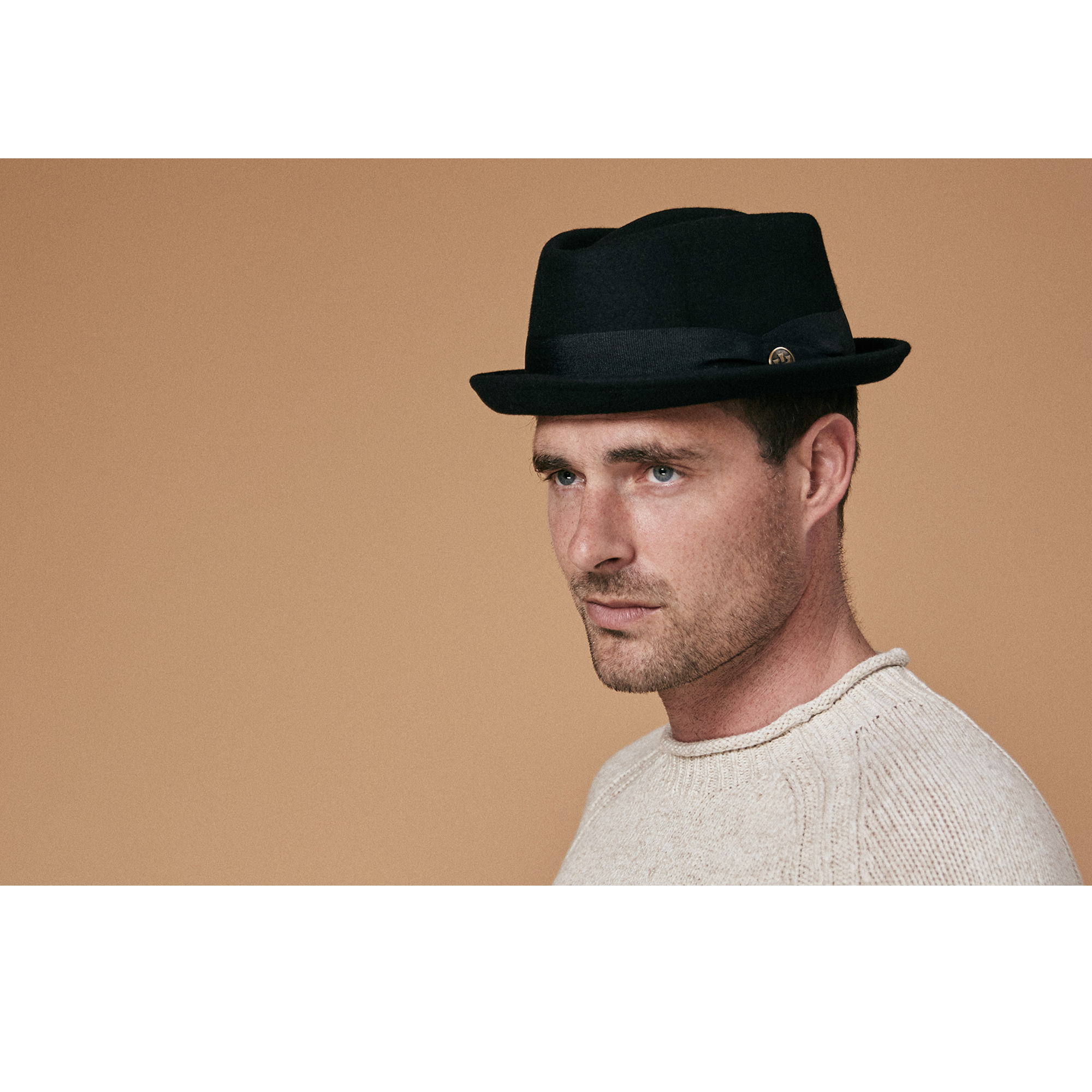 Goorin Bros. tommaso ferro diamond short brim felt porkpie fedora hat Black  mens styling