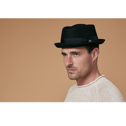 Goorin Bros. tommaso ferro diamond short brim felt porkpie fedora hat Black  mens styling