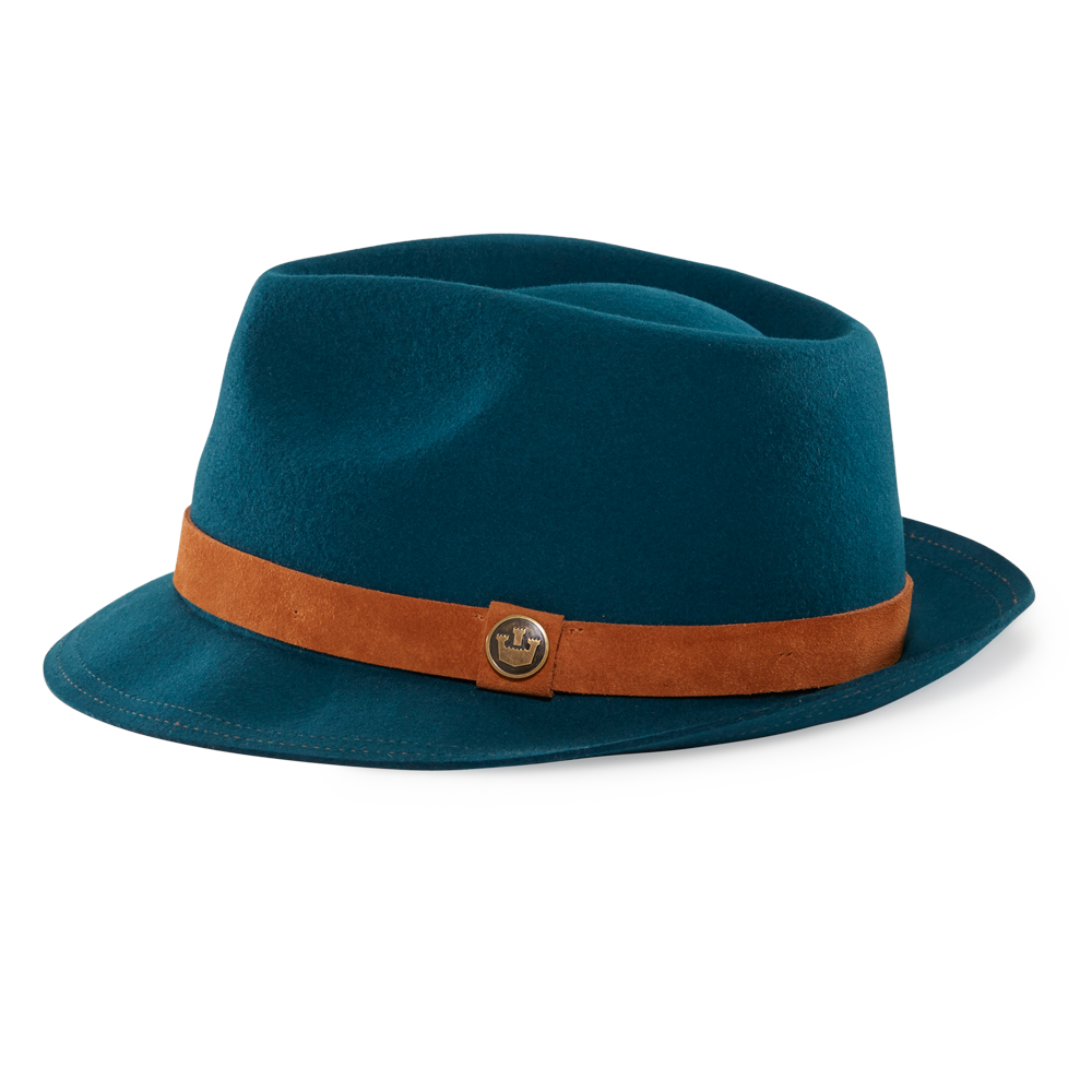 Goorin Bros. San Simeon Teal fedora left side view