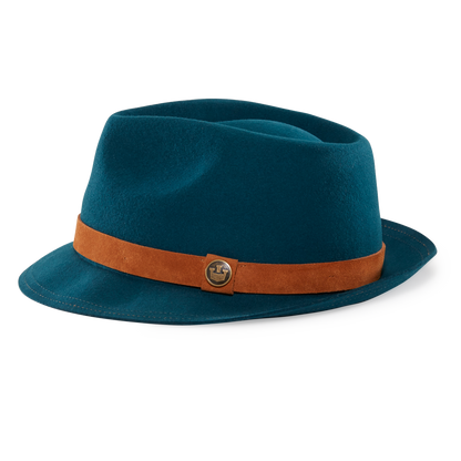 Goorin Bros. San Simeon Teal fedora left side view