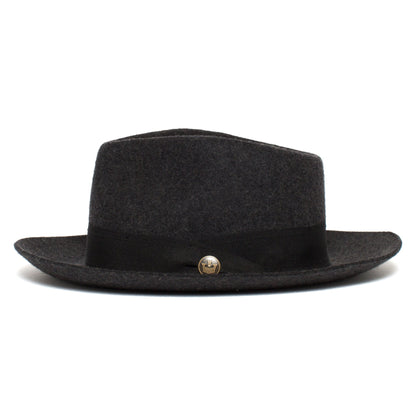 Goorin Bros. mr walker teardrop wide brim felt fedora hat Charcoal side view
