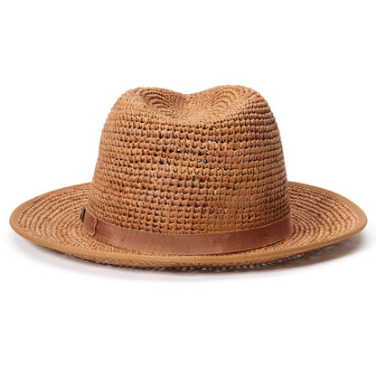 Goorin Bros. point loma center dent wide brim straw fedora hat Camel back view