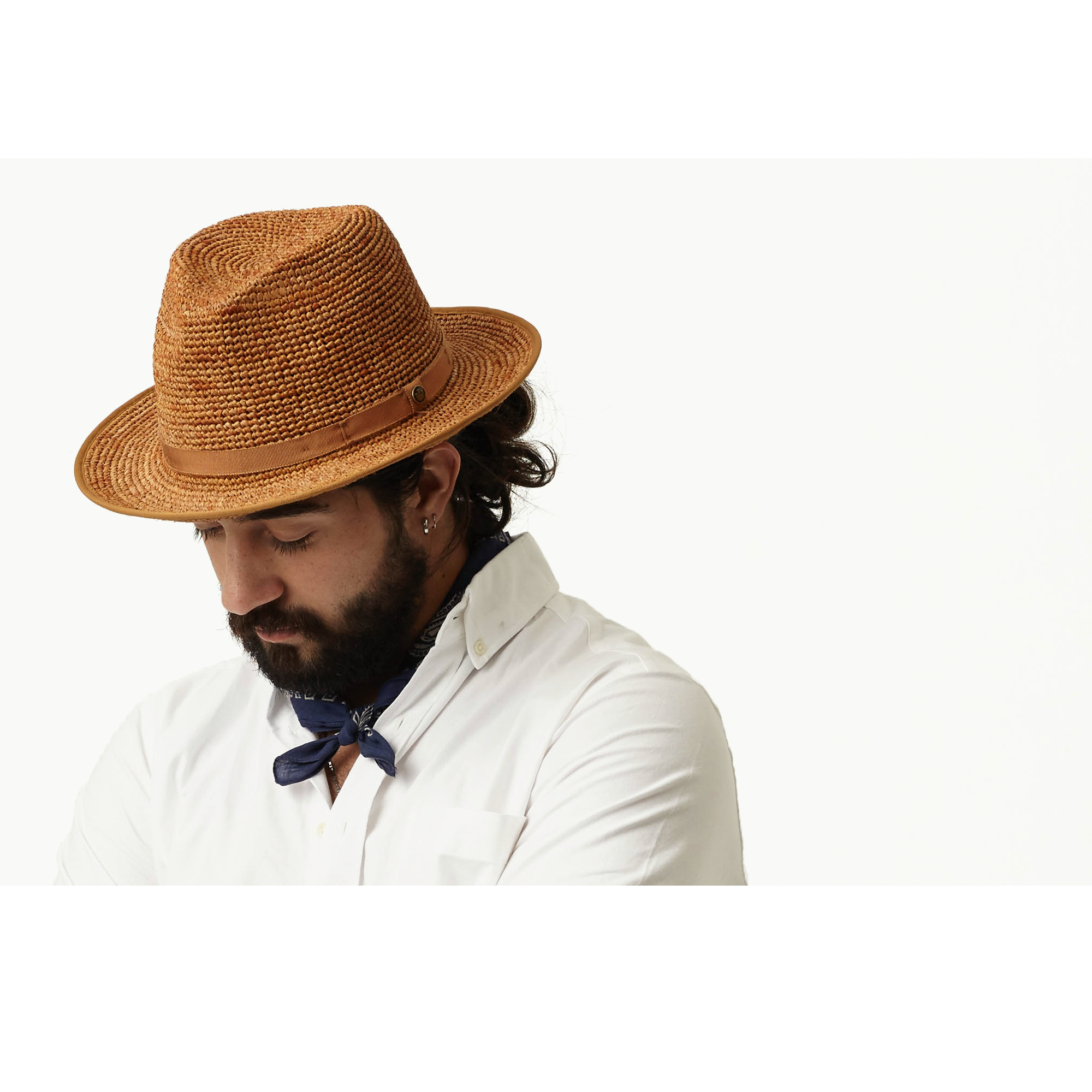 Goorin Bros. point loma center dent wide brim straw fedora hat Camel  mens styling