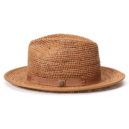 Goorin Bros. point loma center dent wide brim straw fedora hat Camel side view