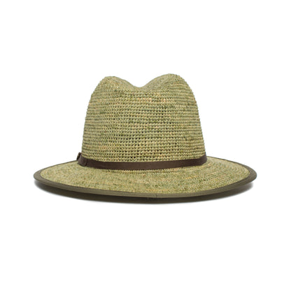 Goorin Bros. point loma center dent wide brim straw fedora hat Green back view