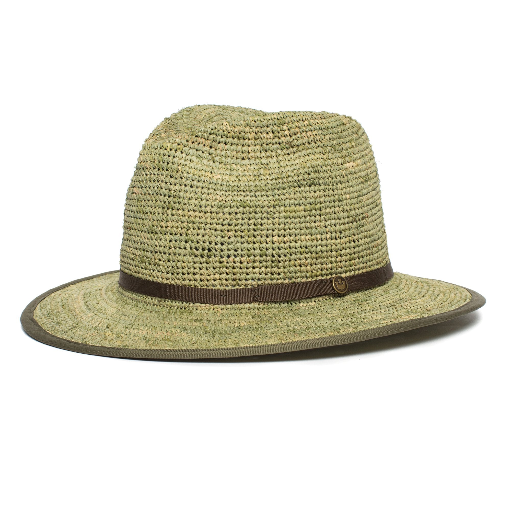 Goorin Bros. point loma center dent wide brim straw fedora hat Green left side view