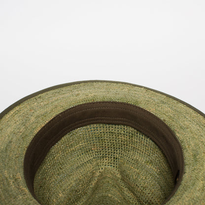 Goorin Bros. point loma center dent wide brim straw fedora hat Green  Sweatband
