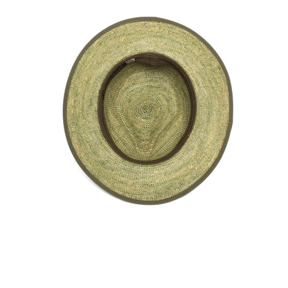 Goorin Bros. point loma center dent wide brim straw fedora hat Green under view