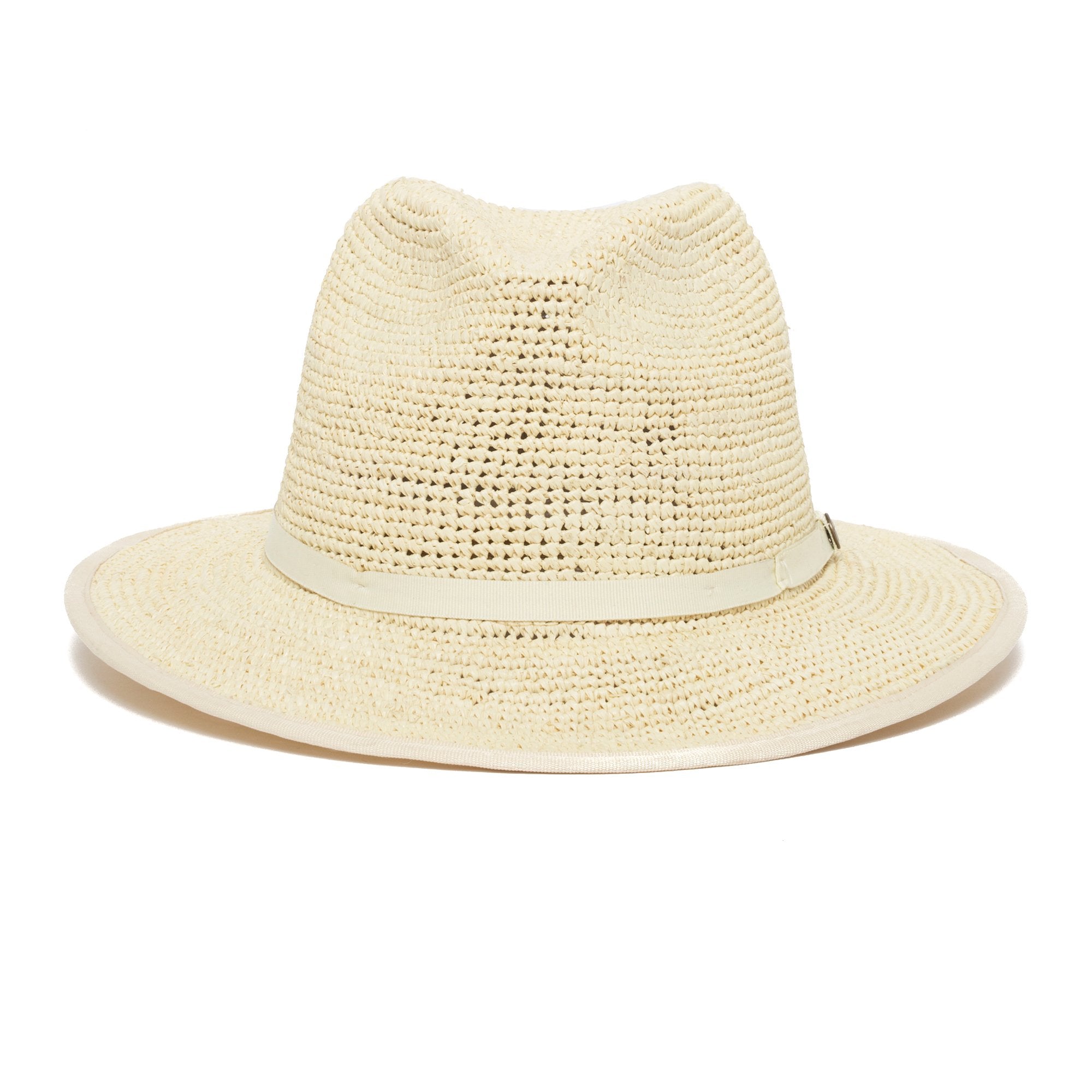 Goorin Bros. point loma center dent wide brim straw fedora hat Natural front view