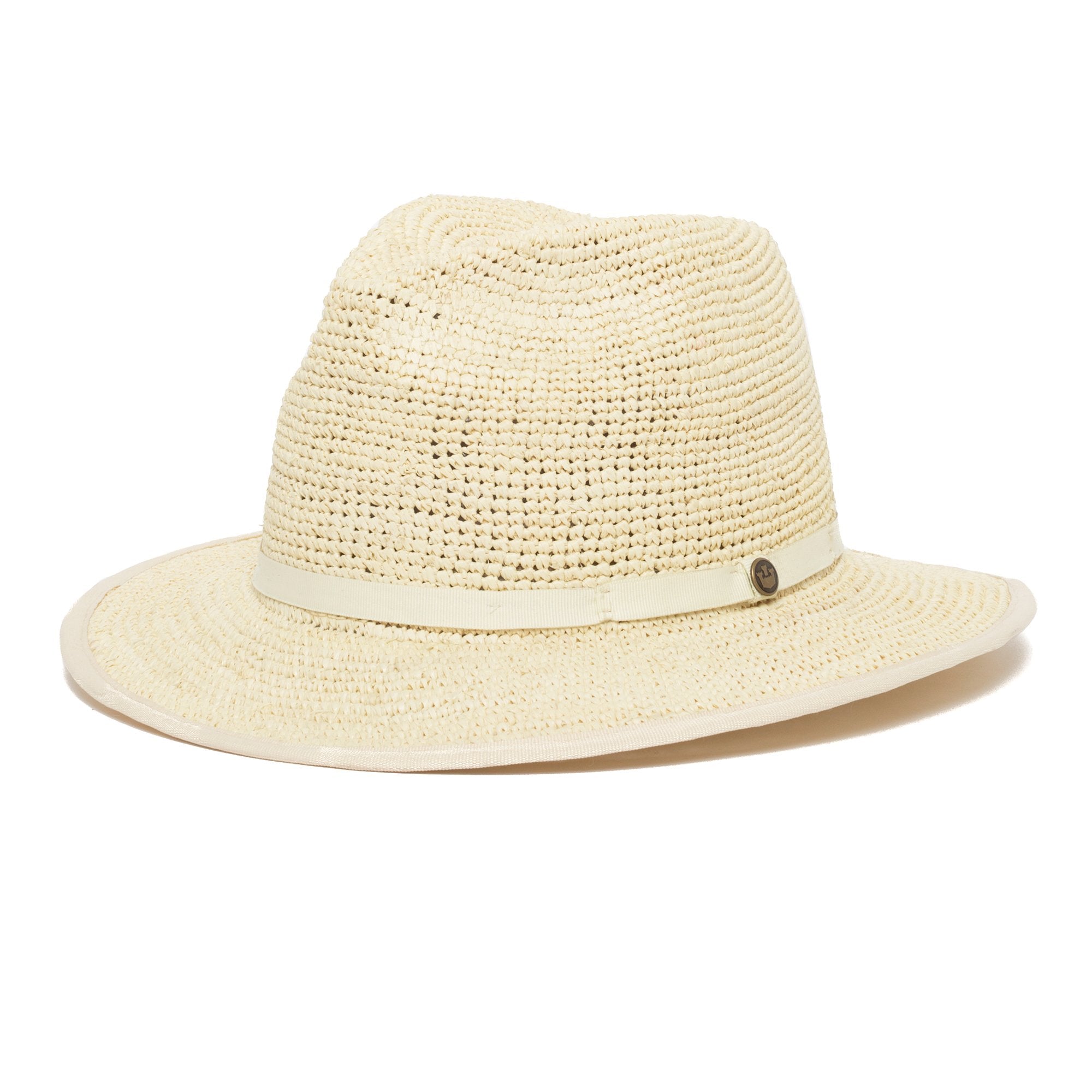 Goorin Bros. point loma center dent wide brim straw fedora hat Natural left side view