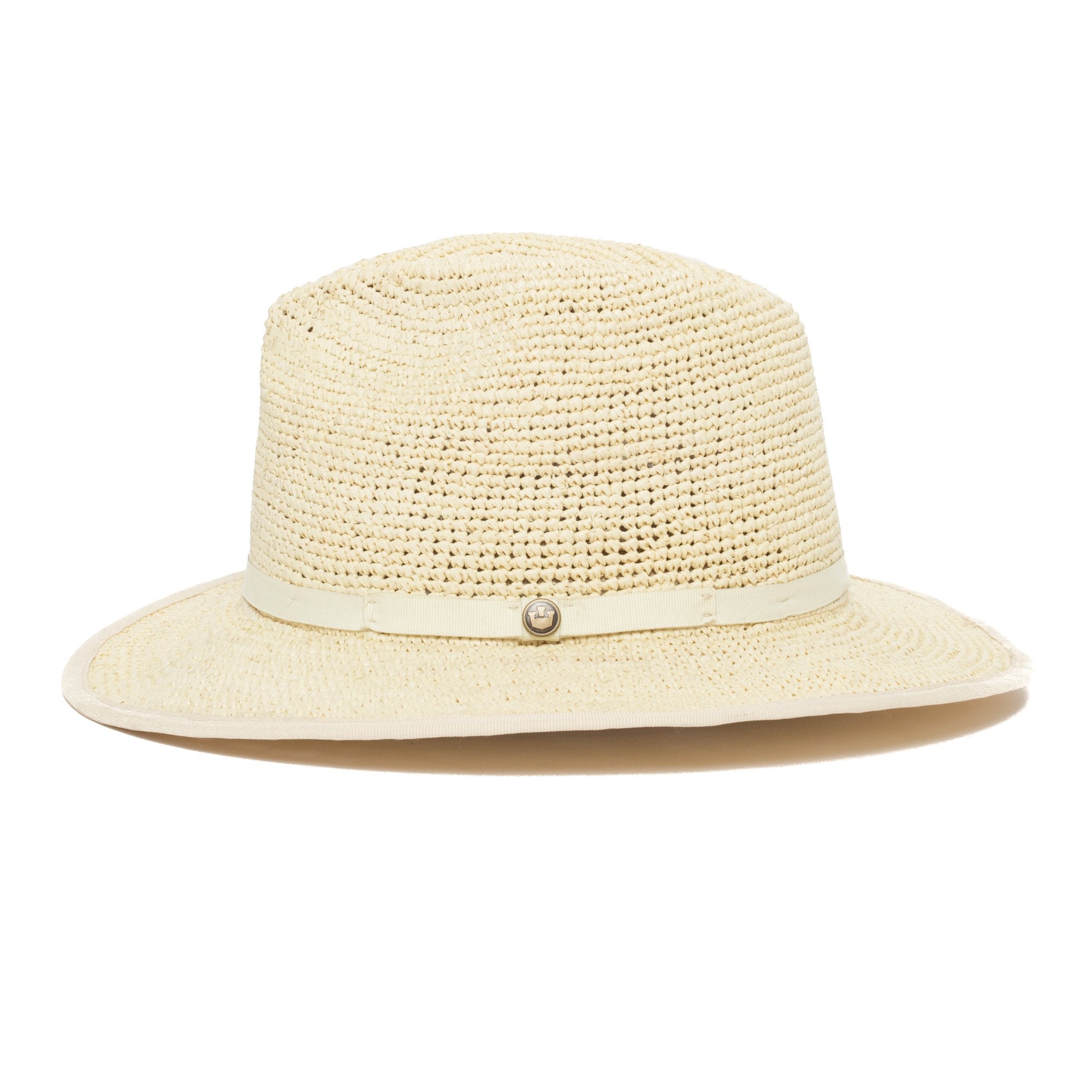 Goorin Bros. point loma center dent wide brim straw fedora hat Natural side view