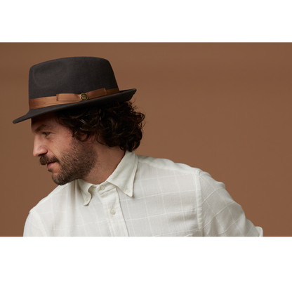 Goorin Bros. pascal center dent medium brim felt fedora hat Charcoal  mens styling