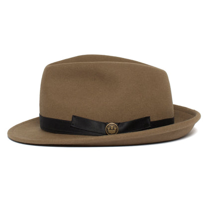 Goorin Bros. pascal center dent medium brim felt fedora hat Tan side view