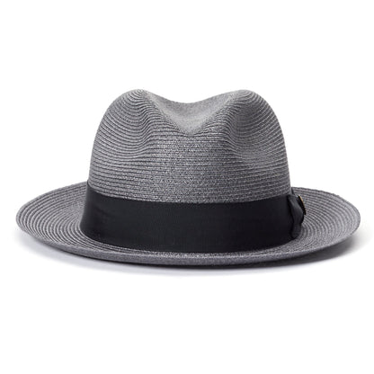 Goorin Bros. the gilder center dent medium brim straw fedora hat Grey front view