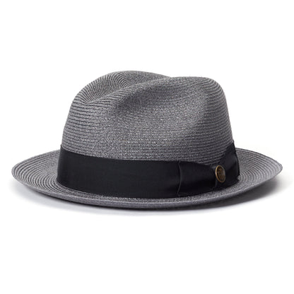 Goorin Bros. the gilder center dent medium brim straw fedora hat Grey left side view
