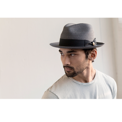 Goorin Bros. the gilder center dent medium brim straw fedora hat Grey  mens styling