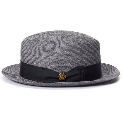 Goorin Bros. the gilder center dent medium brim straw fedora hat Grey side view