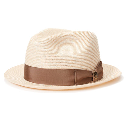 Goorin Bros. the gilder center dent medium brim straw fedora hat Natural left side view