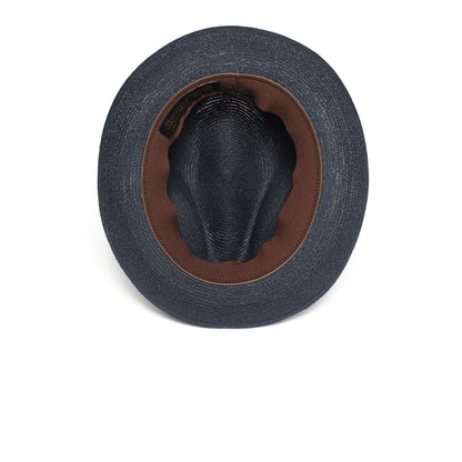 Goorin Bros. the gilder center dent medium brim straw fedora hat Navy under view