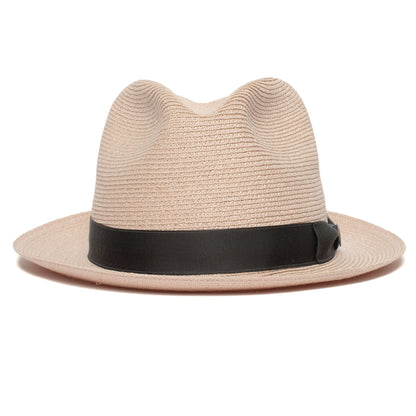Goorin Bros. the gilder center dent medium brim straw fedora hat Pink front view