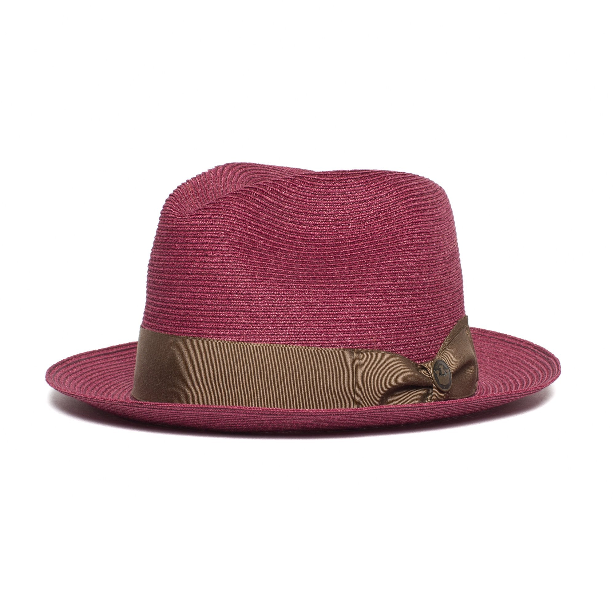 Goorin Bros. the gilder center dent medium brim straw fedora hat Red left side view