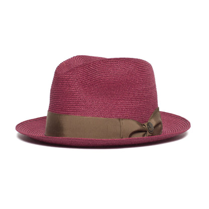 Goorin Bros. the gilder center dent medium brim straw fedora hat Red left side view