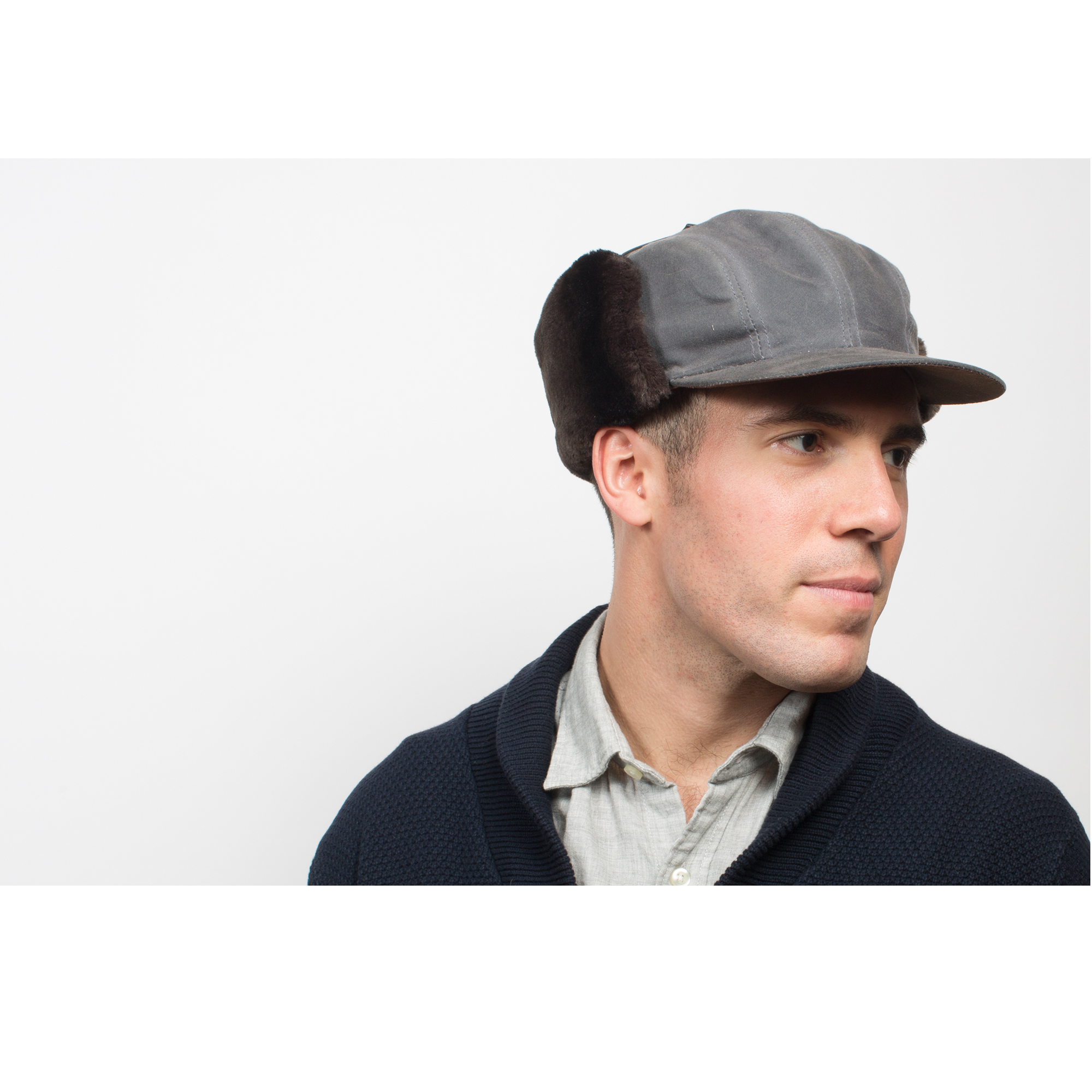 Goorin Bros. seal rock cotton hunter cap with earflaps cap Charcoal  mens styling
