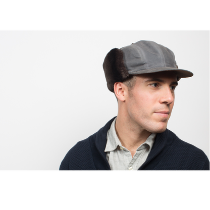Goorin Bros. seal rock cotton hunter cap with earflaps cap Charcoal  mens styling