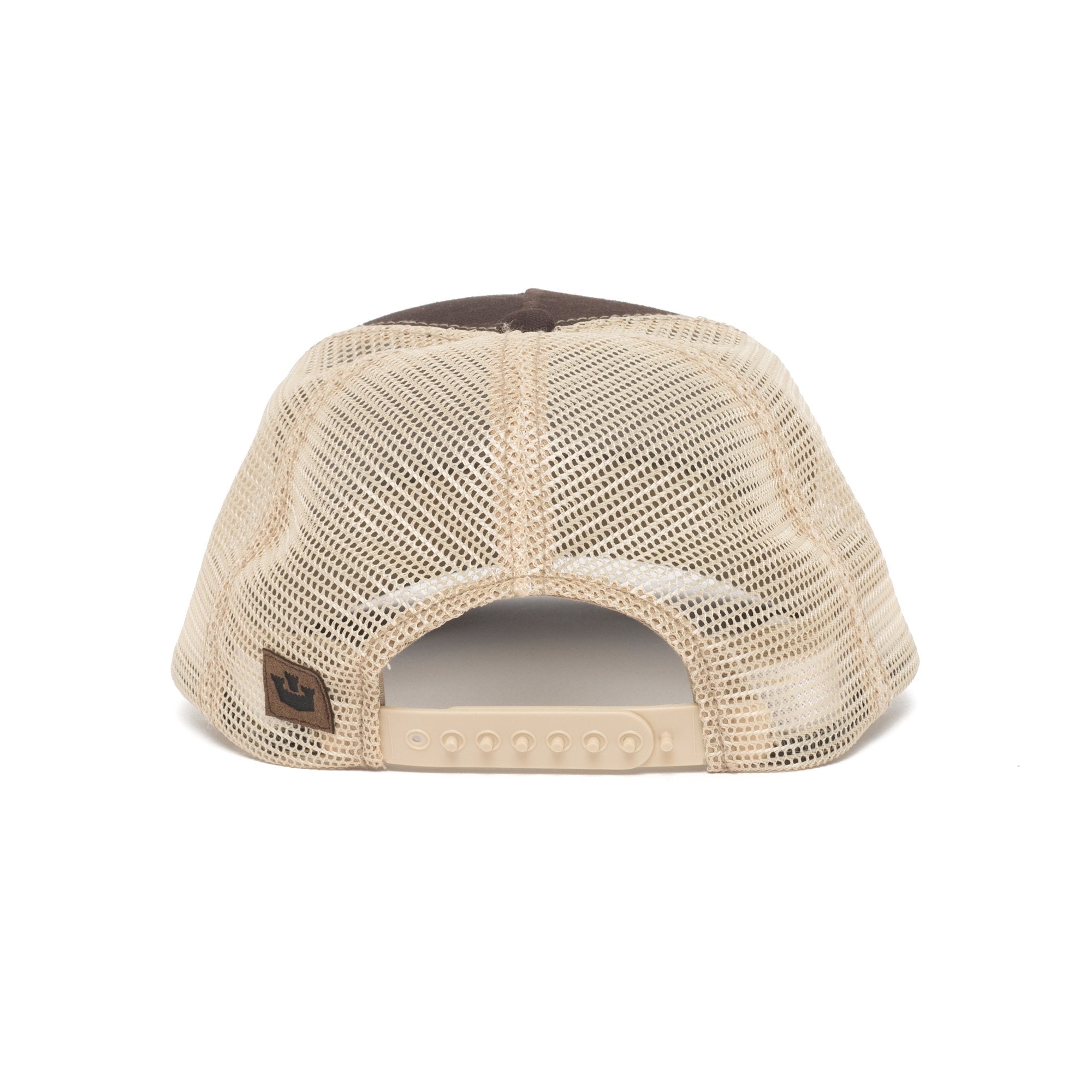 Goorin Bros. bad donkey cotton 5 panel trucker baseball cap Brown back view