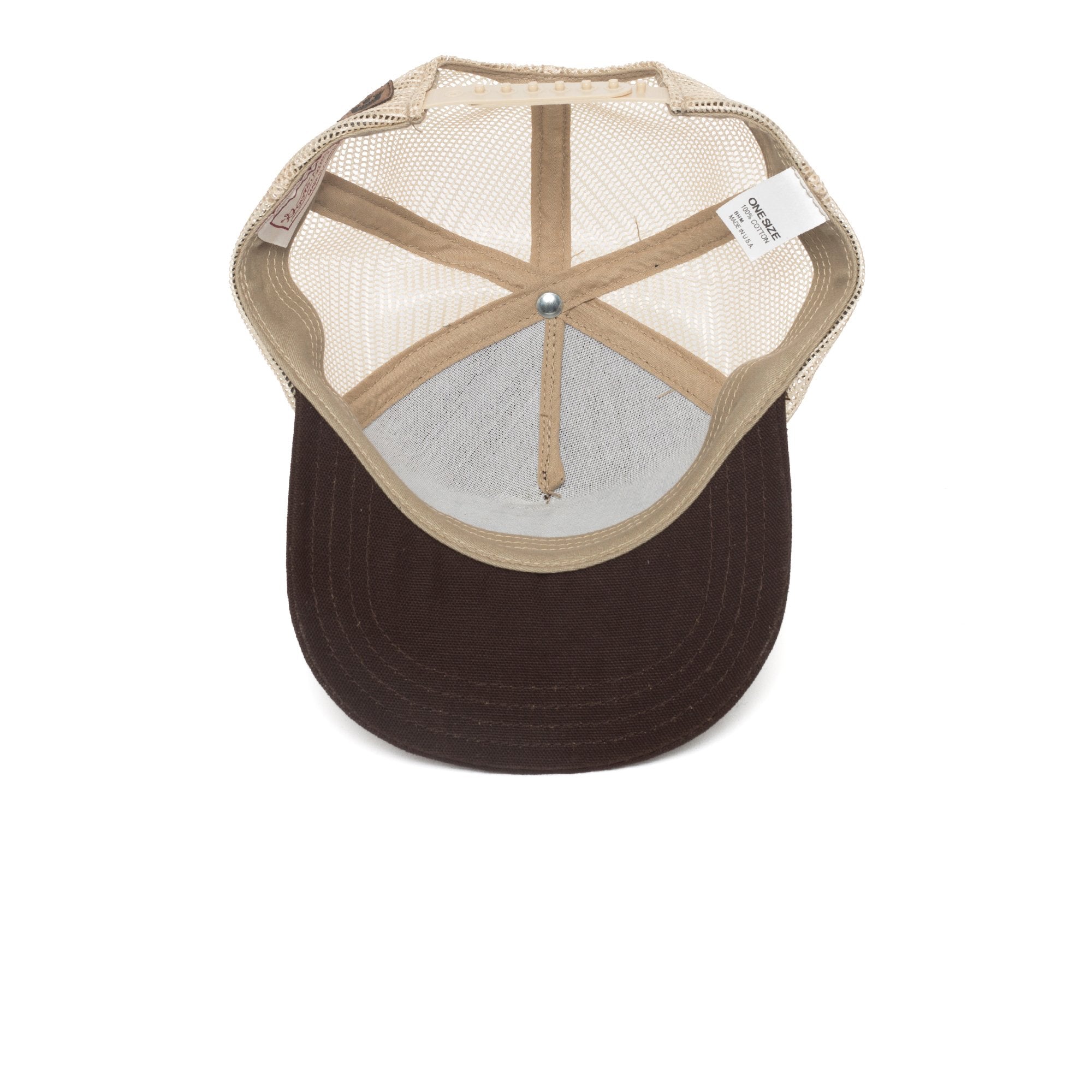 Goorin Bros. bad donkey cotton 5 panel trucker baseball cap Brown under view