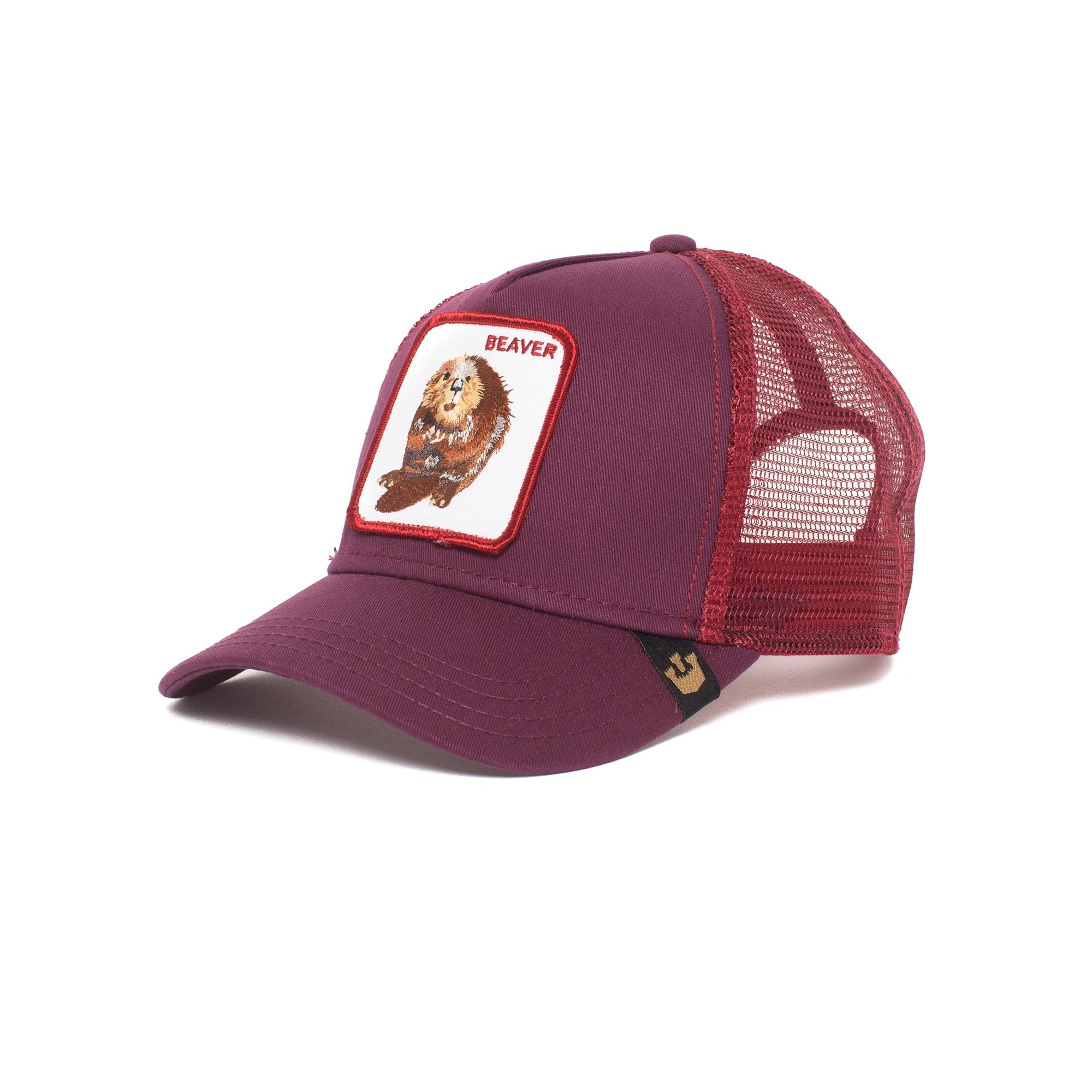 Goorin Bros. two beavers trucker baseball cap Burgundy left side view