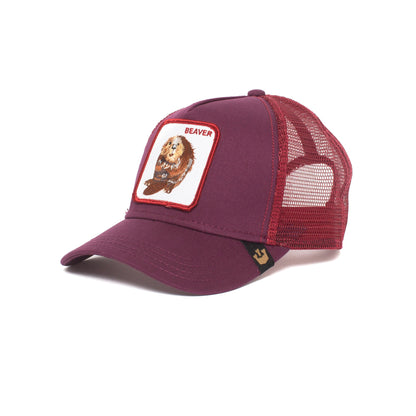 Goorin Bros. two beavers trucker baseball cap Burgundy left side view