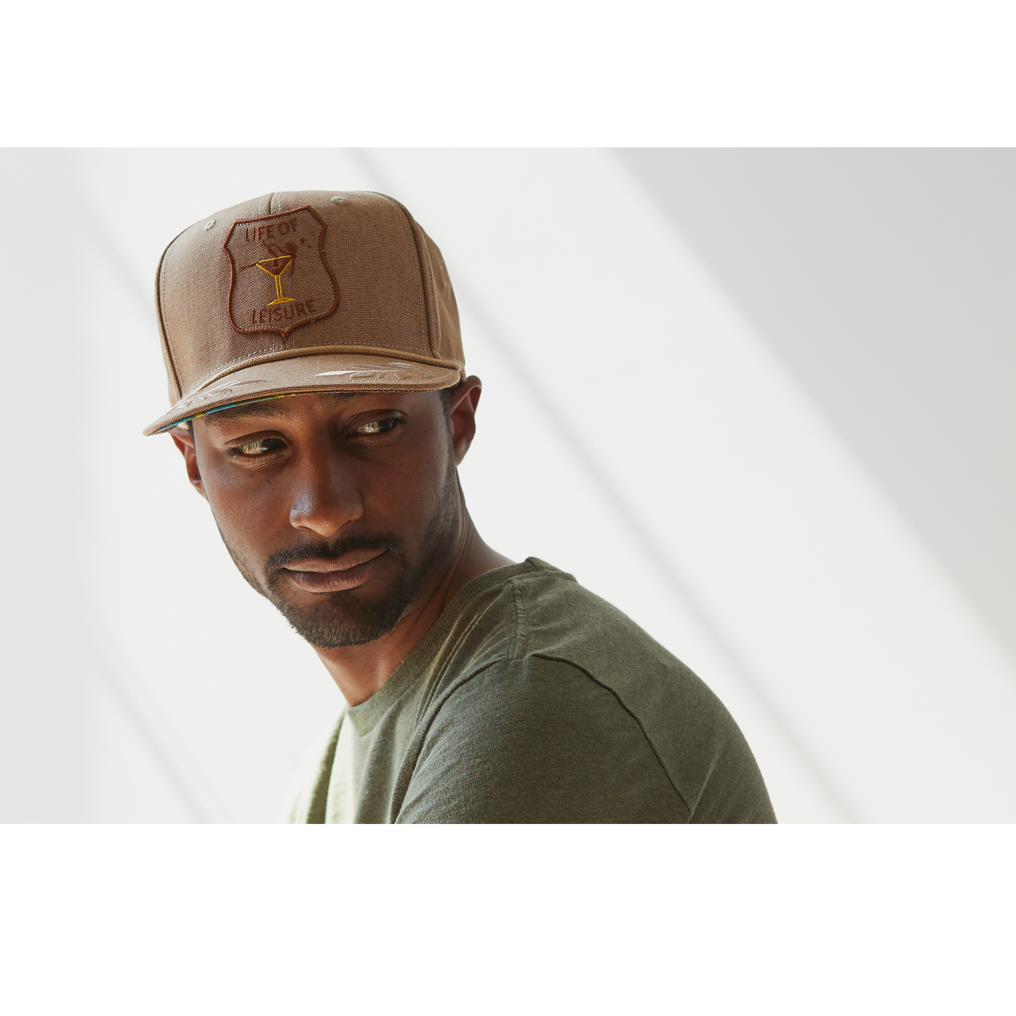 Goorin Bros. bull street cotton flat brim baseball cap Khaki  mens styling