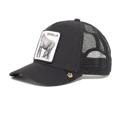 Goorin Bros. king of the jungle 5 panel trucker baseball cap Black left side view