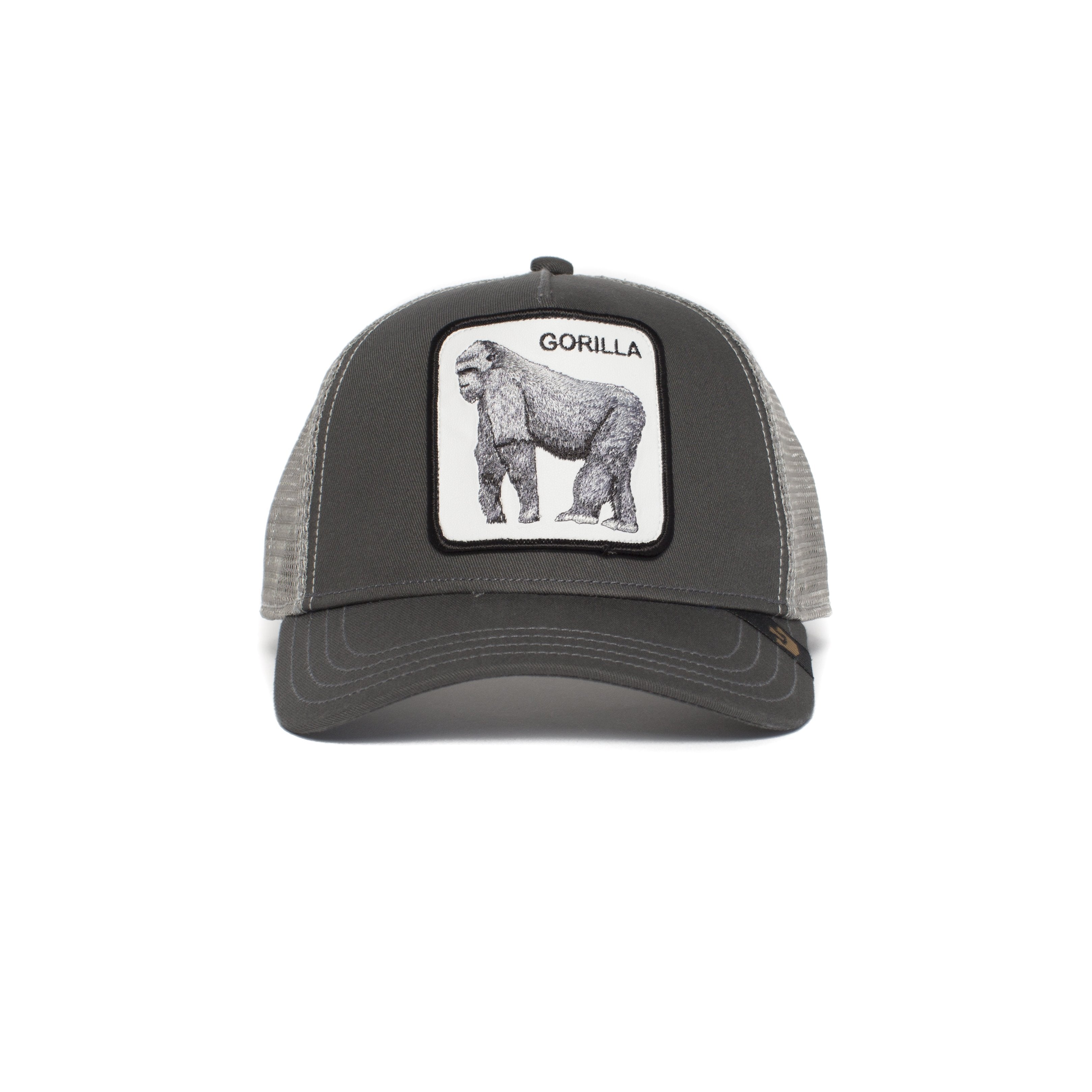 Goorin Bros. king of the jungle 5 panel trucker baseball cap Grey front view