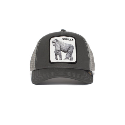Goorin Bros. king of the jungle 5 panel trucker baseball cap Grey front view