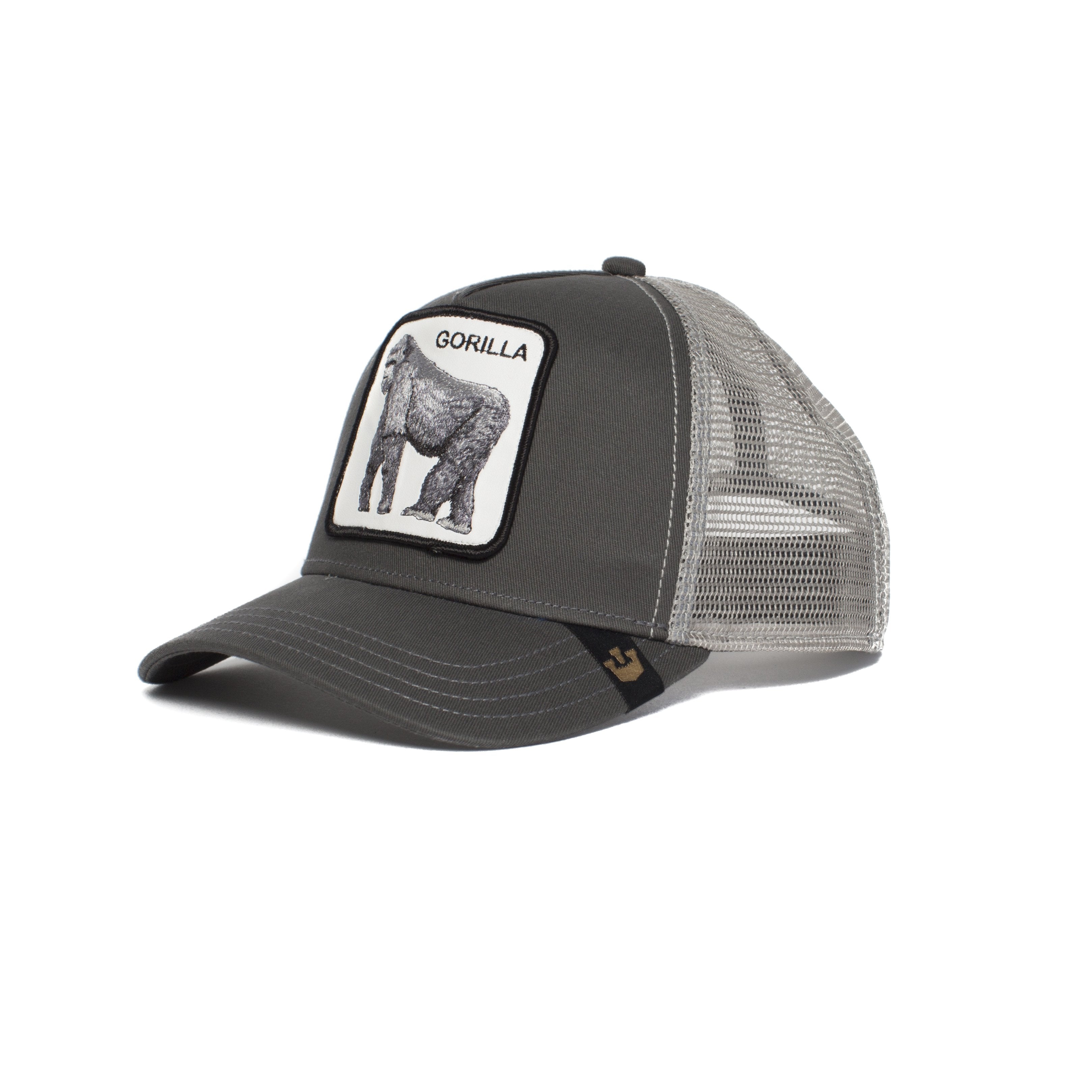 Goorin Bros. king of the jungle 5 panel trucker baseball cap Grey left side view