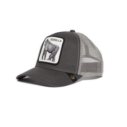 Goorin Bros. king of the jungle 5 panel trucker baseball cap Grey left side view