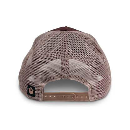 Goorin Bros. chicky boom cotton trucker baseball cap Back label Brown back view