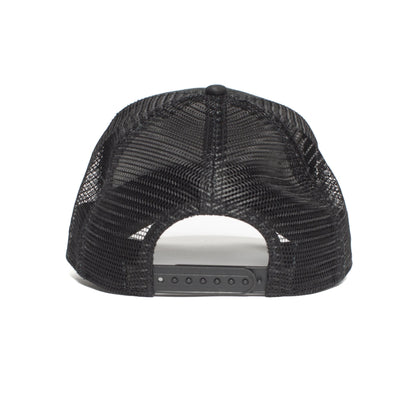 Goorin Bros. black panther cotton 5 panel trucker baseball cap Black back view