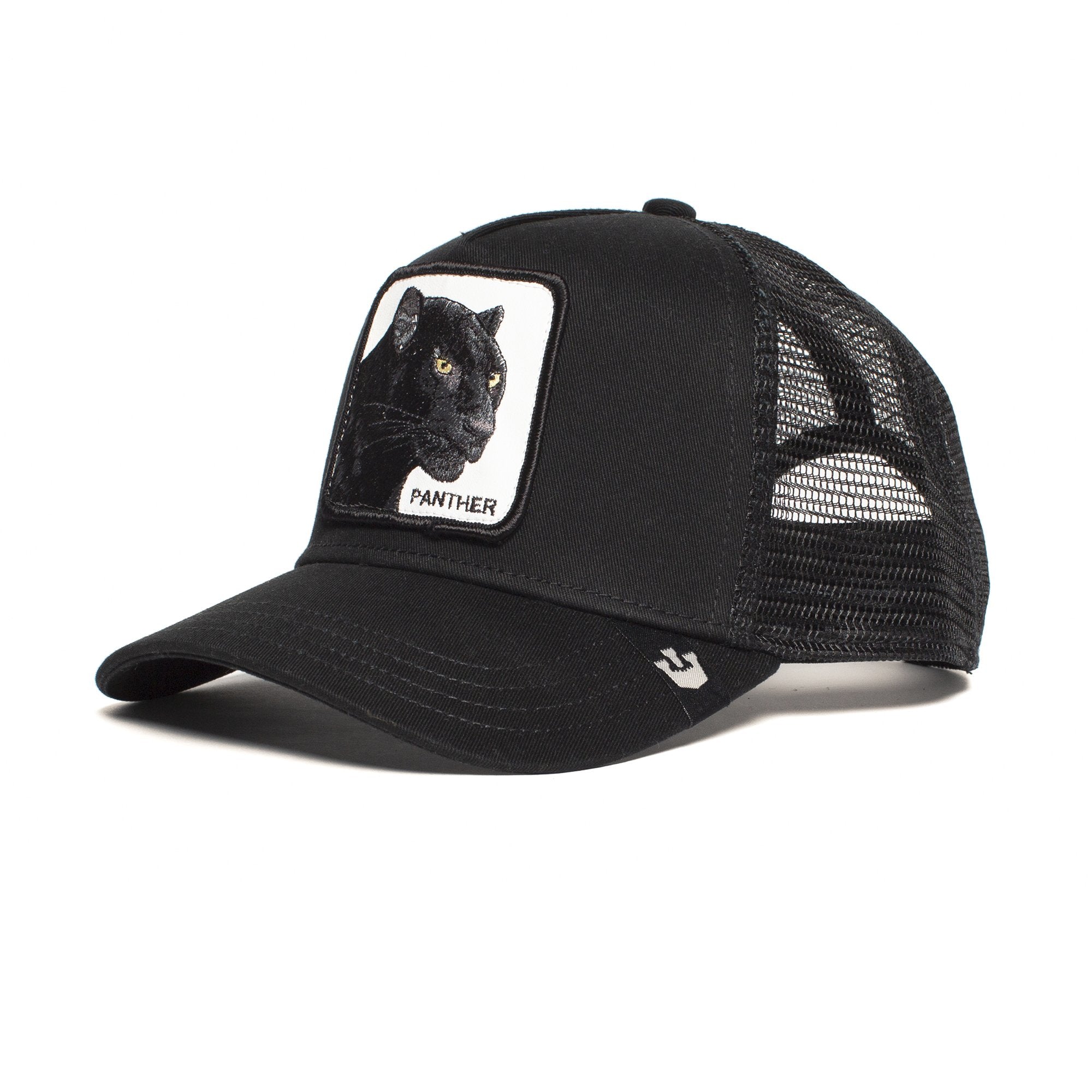 Goorin Bros. black panther cotton 5 panel trucker baseball cap Black left side view